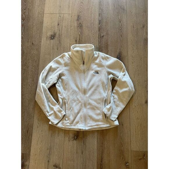 The North Face Womens Tan Fleece Full Zip Jacket Size Medium Mock Neck - Picture 1 of 3